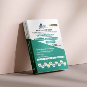 Ophthalmologist Prometric exam preparation book 2026 by Rapid Access Guide, featuring ophthalmology MCQs, practice exams, updated explanations, and coverage for DHA, MOH, DOH HAAD, DHCC, OMSB, SCFHS, QCHP, and NHRA