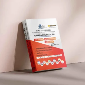 Rapid Access Guide Alternative Medicine 2026 Edition Prometric exam preparation book for Gulf countries, featuring 3500 MCQs, 14 practice exams, updated explanations, and coverage for DHA, MOH, HAAD, DHCC, OMSB, SCFHS, QCHP, and NHRA